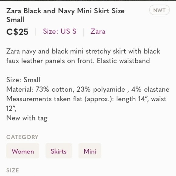 ZARA - Navy and Black Mini Skirt - Picture 8 of 9